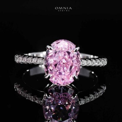 Omnia Bambina Pink and White Ring In 925 Silver High Quality Simulated Diamonds