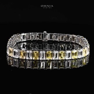 Omnia Sabreen Yellow and White Bracelet In 925 Silver High Quality Simulated Diamonds