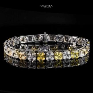 Omnia Jawhara Yellow and White Bracelet In 925 Silver High Quality Simulated Diamonds
