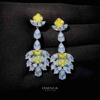 Omnia Ralia Yellow Earrings 92.5 Silver High Quality Simulated diamonds