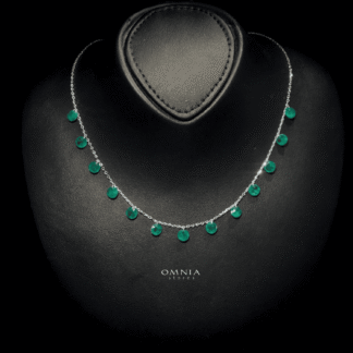 Omnia Anara Green Necklace 92.5 Silver In High Quality Simulated diamonds