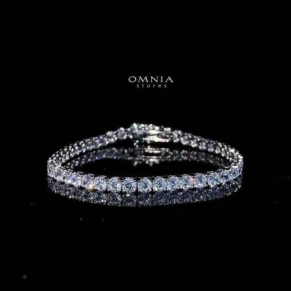 Omnia Imani White Tennis Bracelet in 92.5 Silver with Radiant-Cut 4mm Stones and High-Quality Simulated Diamonds