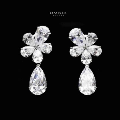 Omnia Thurayya White Earring in 92.5 Silver High Quality Simulated diamonds
