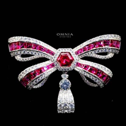 Omnia Tanya Bow brooch in 92.5 Silver High Quality Simulated diamonds