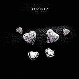 Omnia Heart Stud Earrings Set in 92.5 Silver With High Quality Moissanite Stone