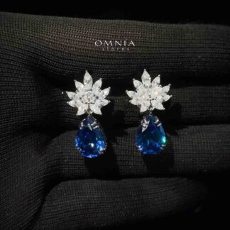 Omnia Cidra Blue Earrings In 92.5 Silver High Quality Simulated diamonds