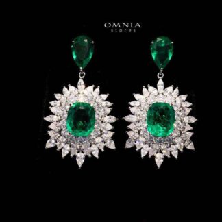 Omnia Thalia Green Earring in 92.5 Silver High Quality Simulated diamonds