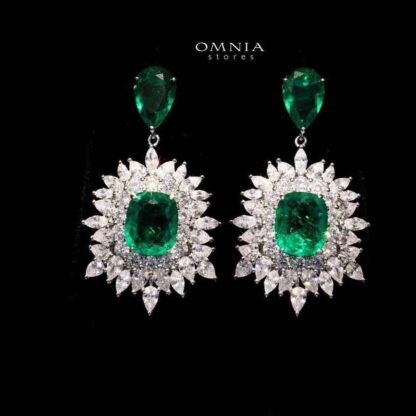 Omnia Thalia Green Earring in 92.5 Silver High Quality Simulated diamonds