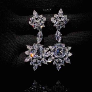 Omnia Medusa Earring In 92.5 Silver High Quality White Zircon Stone in Rhodium Plated