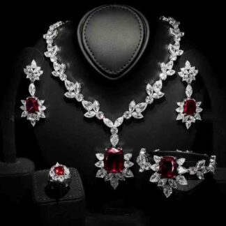 Omnia Medusa Red Bridal Full Set in 92.5 Silver High Quality Simulated diamonds