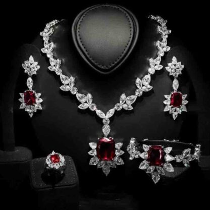 Omnia Medusa Red Bridal Full Set in 92.5 Silver High Quality Simulated diamonds