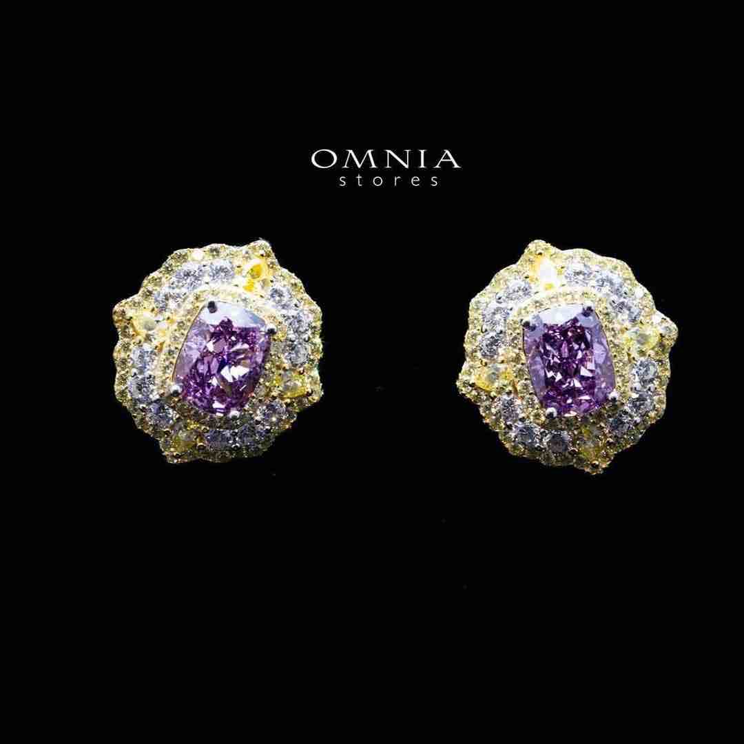 Omnia Maliya Purple Earrings in 92.5 Silver High Quality Simulated Diamonds