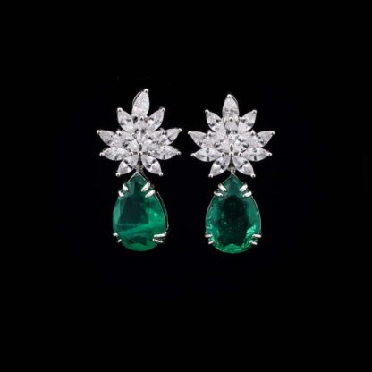 Omnia Cidra Green Earrings in 92.5 Silver High Quality Simulated Diamonds