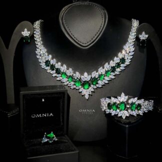 Omnia Buthaina Green Bridal Full Set High Quality Simulated Diamonds