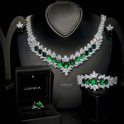 Omnia Buthaina Green Bridal Full Set High Quality Simulated Diamonds