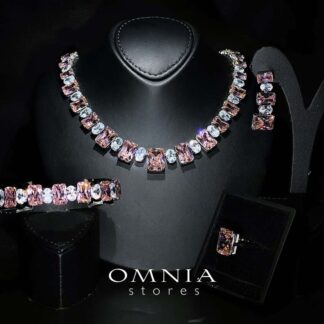 Omnia Amina Pink Silver & Simulated Diamonds Set