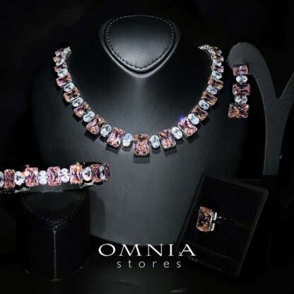 Omnia Amina Pink Silver & Simulated Diamonds Set