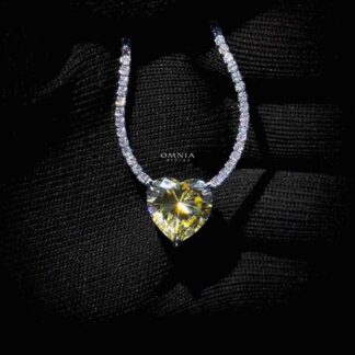 Omnia Heart Yellow Necklace 92.5 Silver in High Quality Simulated Diamonds