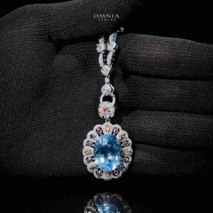 Omnia Laila Necklace in 92.5 Silver High Quality Topaz Stone