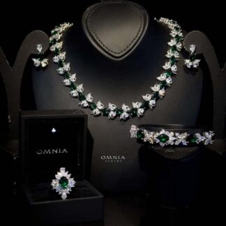 Omnia Muna Green Bridal Full Set in High Quality Simulated Diamonds