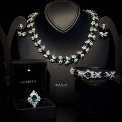 Omnia Muna Green Bridal Full Set in High Quality Simulated Diamonds