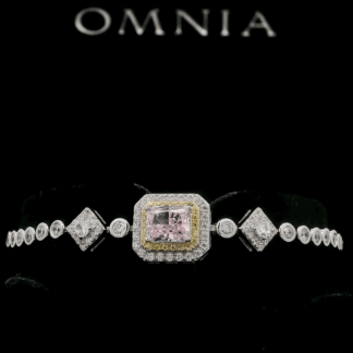 Omnia Almas Pink Glow Tennis Bracelet in 92.5 Silver with High Quality Simulated Diamonds