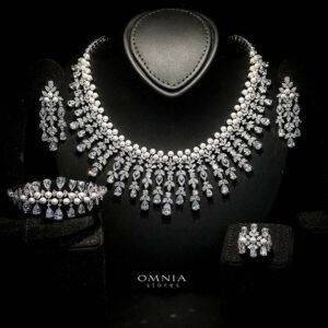 Omnia Amira White Bridal Full Set with Pearl Detailing in High Quality