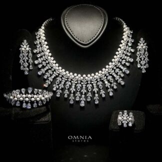 Omnia Amira White Bridal Full Set with Pearl Detailing in High Quality
