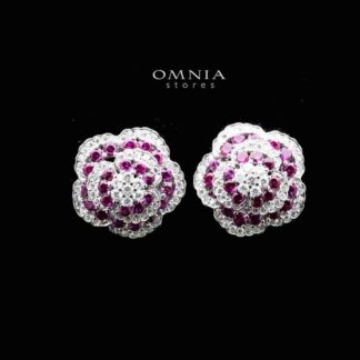 Omnia Ghaida Rose Cluster Stud Earrings in 92.5 Silver with High Quality Simulated Diamonds
