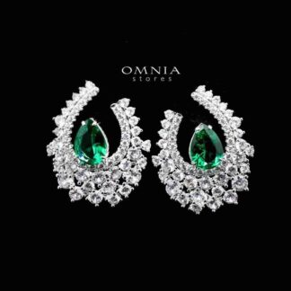 Omnia Najat Emerald Teardrop Earring in 92.5 Silver with High Quality Simulated Diamonds