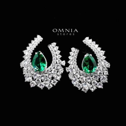Omnia Najat Emerald Teardrop Earring in 92.5 Silver with High Quality Simulated Diamonds