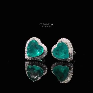 Omnia Latifa Green Earring in 92.5 Silver High Quality Simulated diamonds