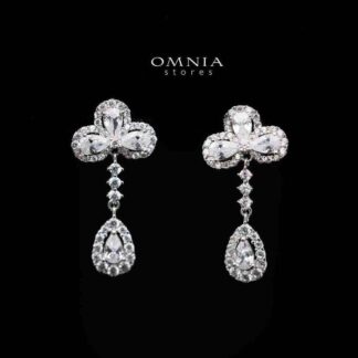 Omnia Riwa Drop Earrings in High Quality 92.5 Silver with Zircon Stones