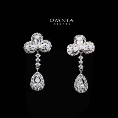 Omnia Riwa Drop Earrings in High Quality 92.5 Silver with Zircon Stones