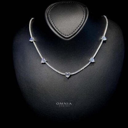 Omnia Louise White Necklace 92.5 Silver In High Quality Simulated diamonds