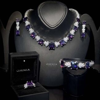 Omnia Amelia Purple Bridal Full Set in High Quality Simulated Diamonds
