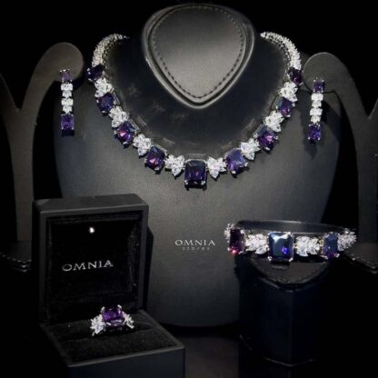 Omnia Amelia Purple Bridal Full Set in High Quality Simulated Diamonds