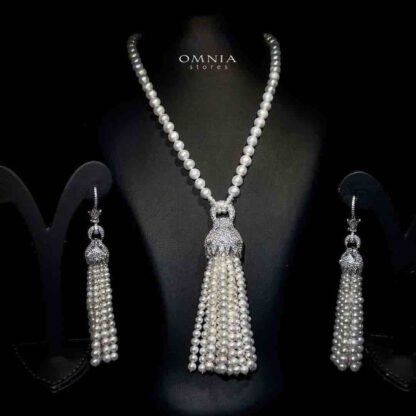 Omnia Munira Leopard Fresh Real Water Pearl Set in 92.5 Silver High Quality Simulated diamonds