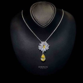 Omnia Nakaret Yellow Necklace 92.5 Silver In High Quality Simulated diamonds