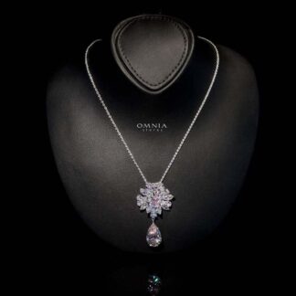 Omnia Nakaret Pink Necklace 92.5 Silver In High Quality Simulated diamonds