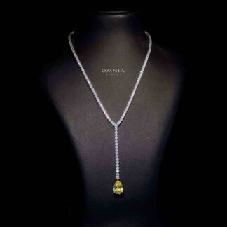 Omnia Anya Yellow Necklace 92.5 Silver In High Quality Simulated diamonds