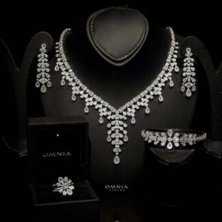 Omnia Lara Bridal Full Set in High Quality Zircon Stone in Rhodium Plated