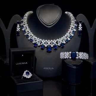 Omnia Suhana Dark Blue Bridal Full Set in High Quality Simulated Diamonds (Size 17cm only Available in KSA)