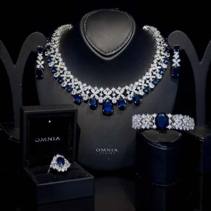 Omnia Suhana Dark Blue Bridal Full Set in High Quality Simulated Diamonds (Size 17cm only Available in KSA)