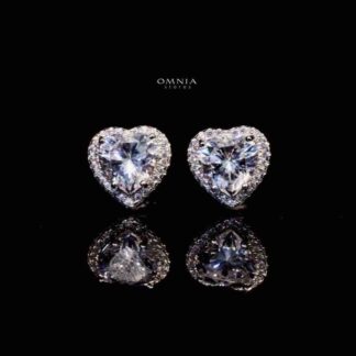 Omnia Latifa White Stud Earrings In 92.5 Silver High Quality Simulated diamonds