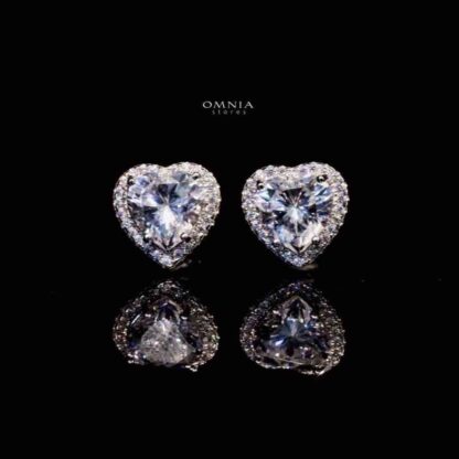 Omnia Latifa White Stud Earrings In 92.5 Silver High Quality Simulated diamonds