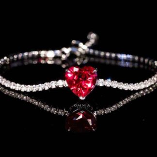 Omnia Louise Red Bracelet In 92.5 Silver in High Quality Simulated Diamonds