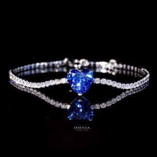 Omnia Louise Blue Bracelet In 92.5 Silver High Quality Simulated Diamonds