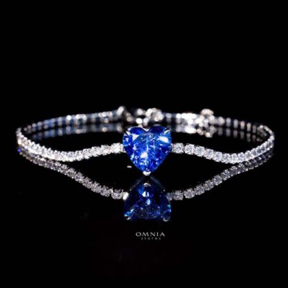 Omnia Louise Blue Bracelet In 92.5 Silver High Quality Simulated Diamonds