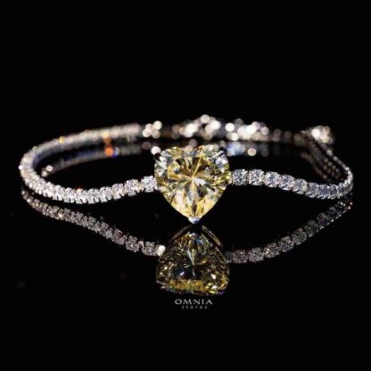 Omnia Louise Yellow Bracelet In 92.5 Pure Silver High Quality Simulated Diamonds
